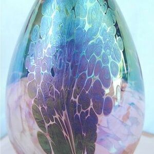 VINTAGE 1989 MOUNT SAINT HELENS MSH IRIDESCENT ART GLASS EGG